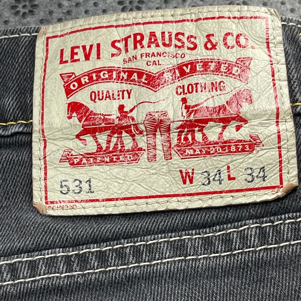 Levis 531 Athletic Slim Fit Jeans Mens 34x34 Fits W33xL32 Gray Charcoal Denim